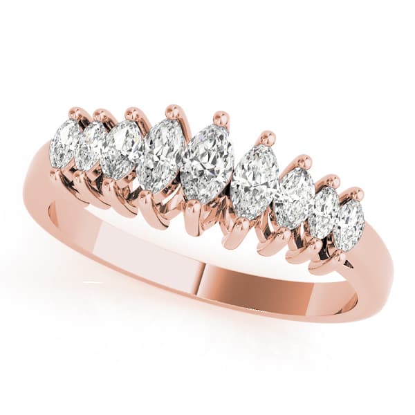 Fancy Shape Marquise Wedding Band (0.42 ct. tw.), Front view in rose gold