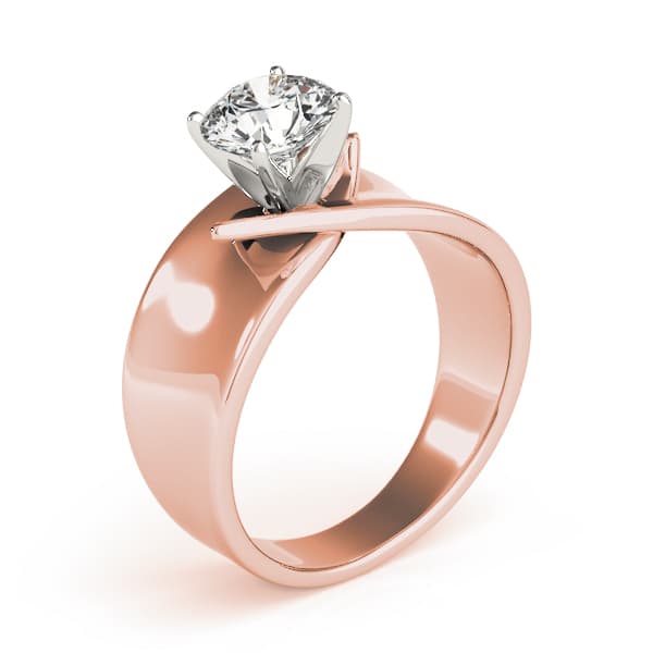 Solitaire Engagement Ring, style 81343, Top view in rose gold