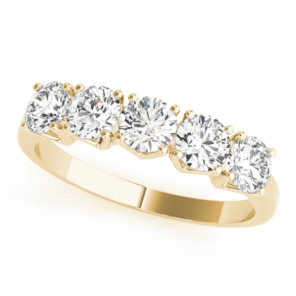5-Stone Wedding Band (1 ct. tw.), Front view in yellow gold
