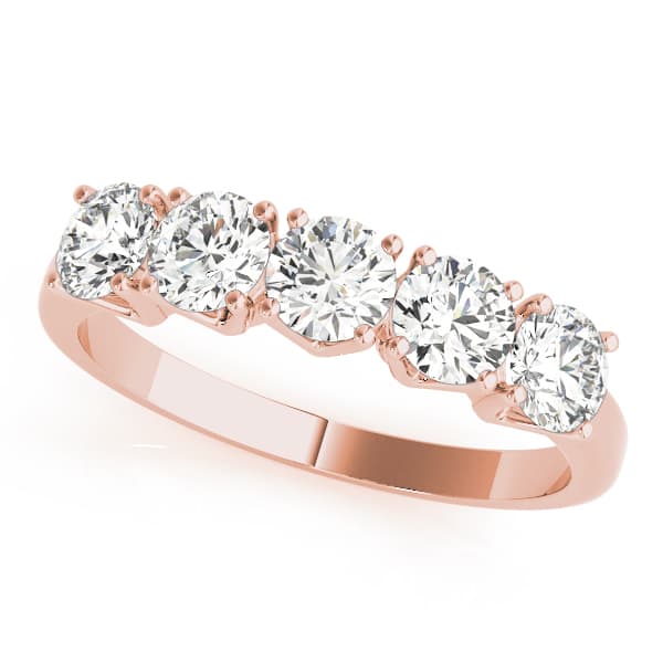 5-Stone Wedding Band (1 ct. tw.), Front view in rose gold