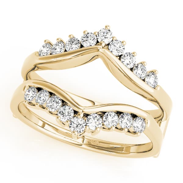 Wraps & Inserts Curved Wedding Band (3/8 ct. tw.), Front view in yellow gold
