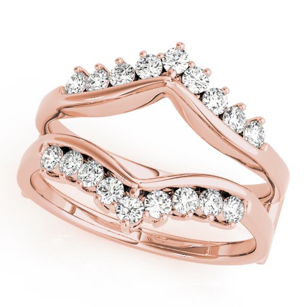 Wraps & Inserts Curved Wedding Band (3/8 ct. tw.), Front view in rose gold