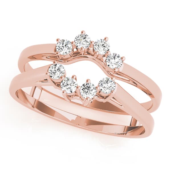 Curved Wraps & Inserts Wedding Bands (0.16 ct. tw.), Front view in rose gold