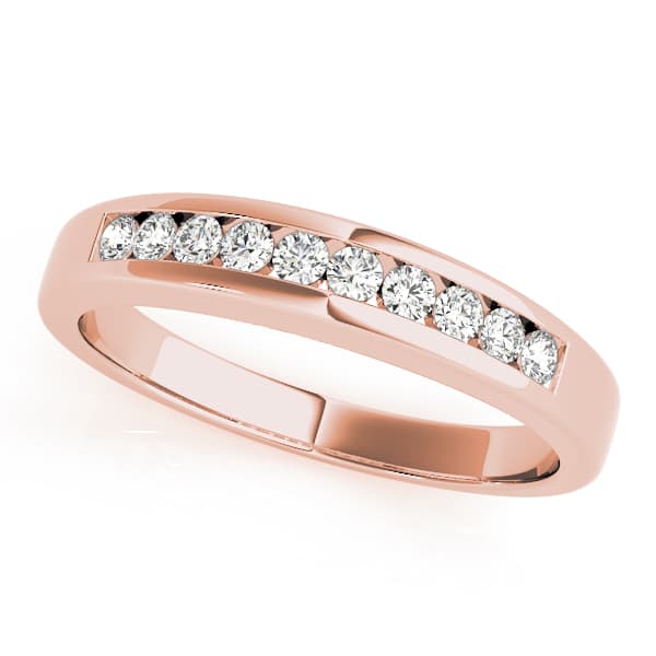 Channel Set Wedding Band (0.2 ct. tw.), Front view in rose gold