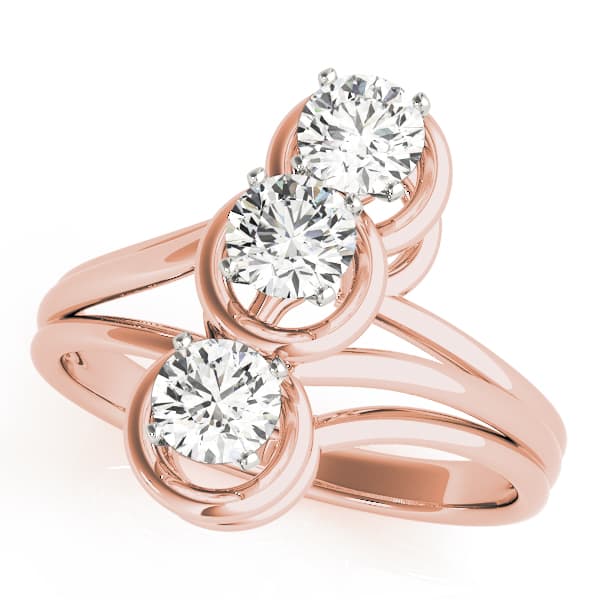 3-Stone Round Engagement Ring, style 81523, Front view in rose gold