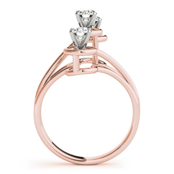 3-Stone Round Engagement Ring, style 81523, Side view in rose gold