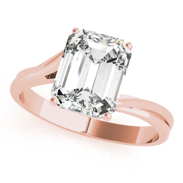 Bypass Solitaire Engagement Ring, style 81546, Front view in rose gold