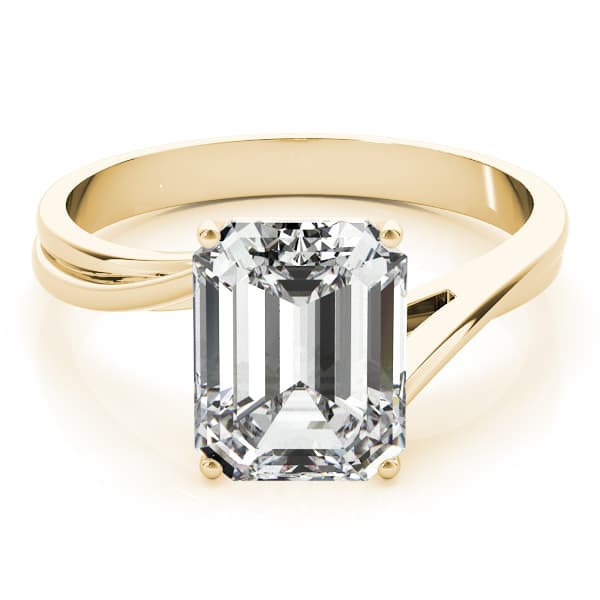 Bypass Solitaire Engagement Ring, style 81546, On hand view in yellow gold