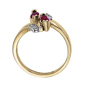 Marquise Gemstone Ring (1/8 ct. tw.), Side view in white gold or platinum