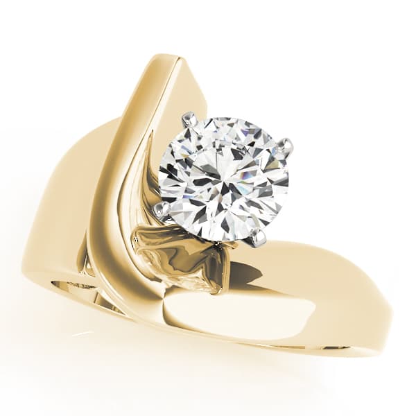 Bypass Solitaire Engagement Ring, style 81578, Front view in yellow gold