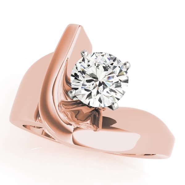 Bypass Solitaire Engagement Ring, style 81578, Front view in rose gold
