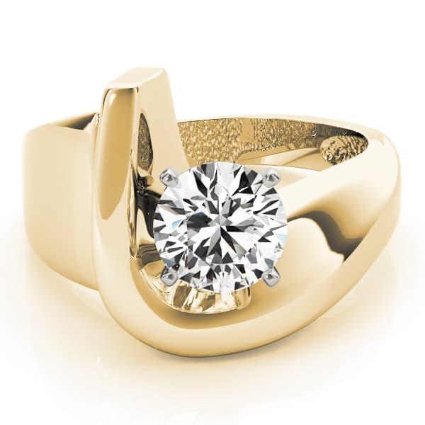 Bypass Solitaire Engagement Ring, style 81578, On hand view in yellow gold