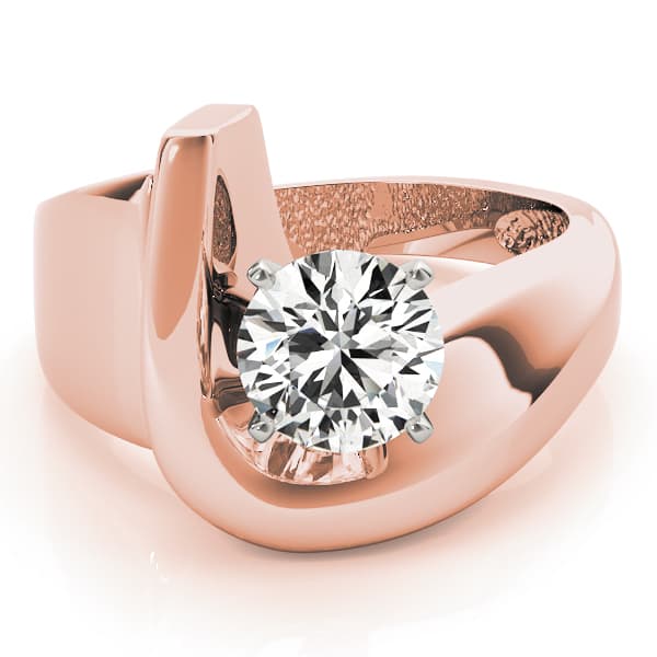 Bypass Solitaire Engagement Ring, style 81578, On hand view in rose gold