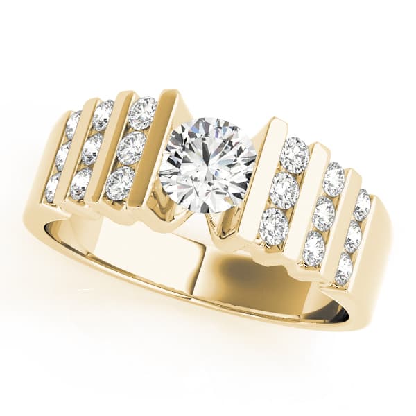 Multi-Row Bar Set Engagement Ring, style 81579, Front view in yellow gold