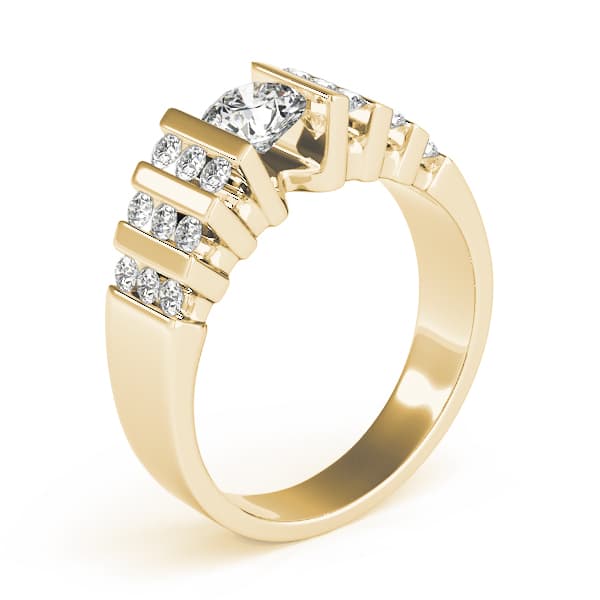 Multi-Row Bar Set Engagement Ring, style 81579, Top view in yellow gold