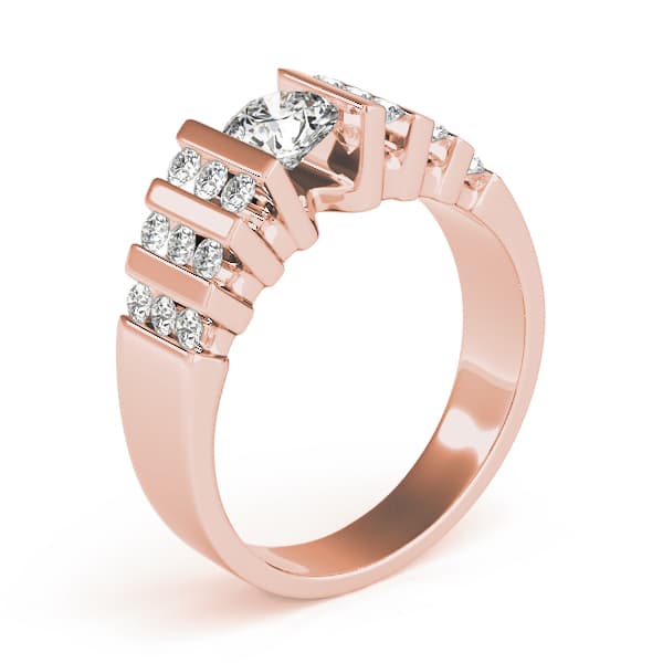 Multi-Row Bar Set Engagement Ring, style 81579, Top view in rose gold
