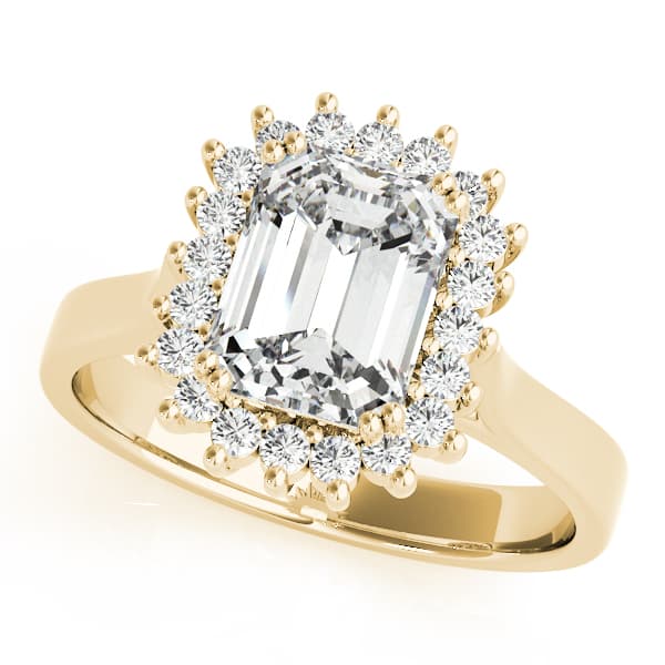 Emerald Gemstone Ring, style 81585, Front view in yellow gold