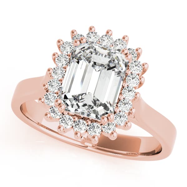 Emerald Gemstone Ring, style 81585, Front view in rose gold