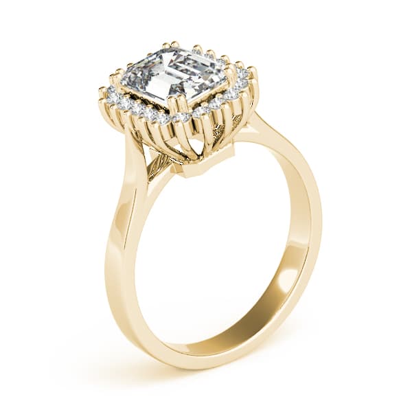 Emerald Gemstone Ring, style 81585, Angle view in yellow gold