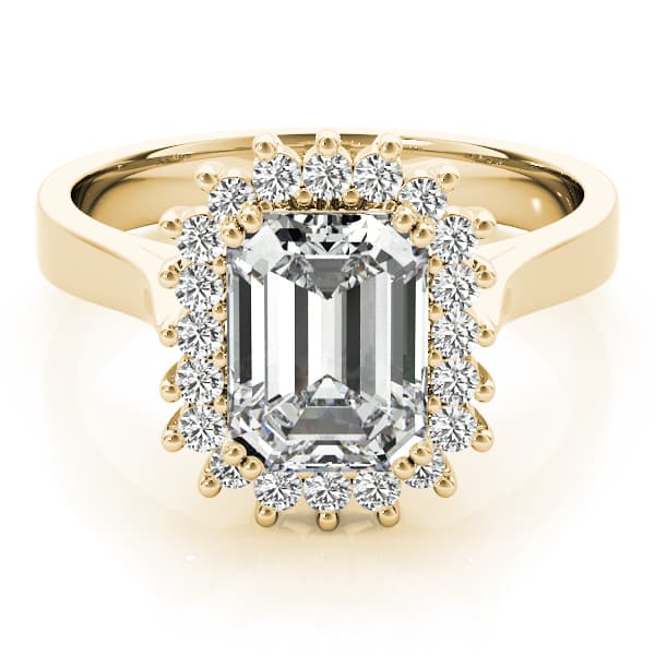 Emerald Gemstone Ring, style 81585, On hand view in yellow gold