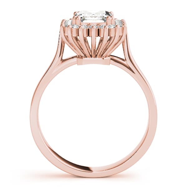 Emerald Gemstone Ring, style 81585, Side view in rose gold