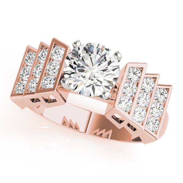 Multi-Row Engagement Ring, style 81589, Front view in rose gold
