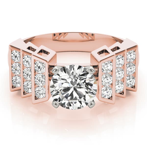 Multi-Row Engagement Ring, style 81589, On hand view in rose gold