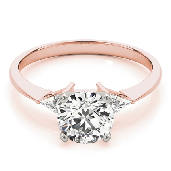 3-Stone Trillion Engagement Ring, style 81590, On hand view in rose gold