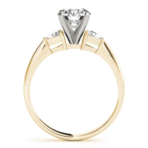 3-Stone Trillion Engagement Ring, style 81590, Side view in yellow gold