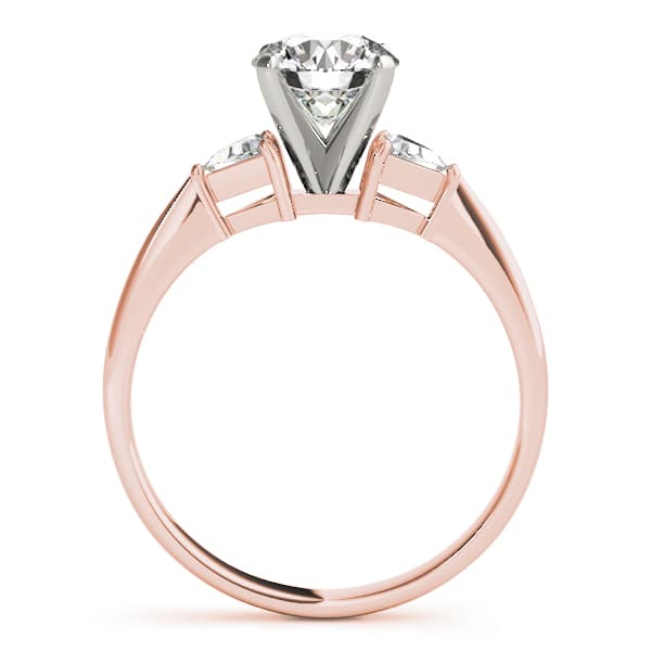 3-Stone Trillion Engagement Ring, style 81590, Side view in rose gold