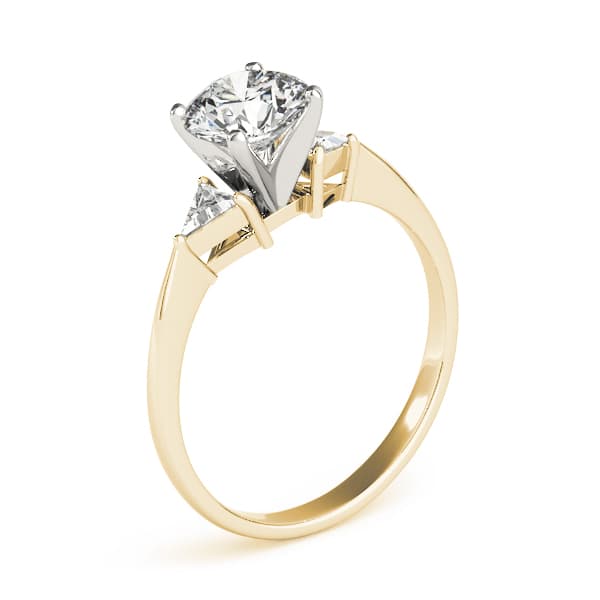 3-Stone Trillion Engagement Ring, style 81590, Top view in yellow gold