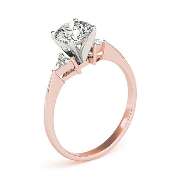 3-Stone Trillion Engagement Ring, style 81590, Top view in rose gold