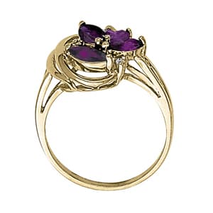 Marquise Gemstone Ring (0.02 ct. tw.), Side view in white gold or platinum