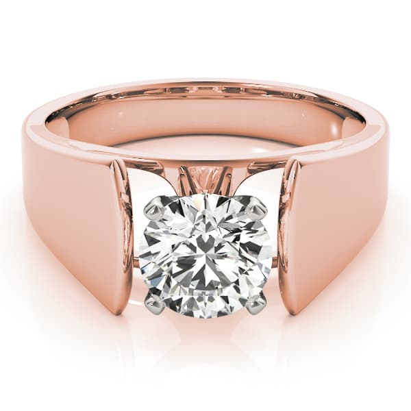 Solitaire Engagement Ring, style 81641, On hand view in rose gold