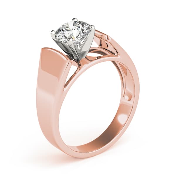 Solitaire Engagement Ring, style 81641, Top view in rose gold