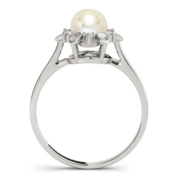 Pearl Gemstone Ring (0.06 ct. tw.), Side view in white gold or platinum
