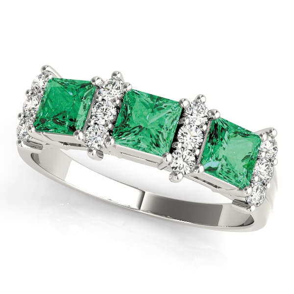 Princess & Cushion Gemstone Ring (1/4 ct. tw.), Front view in white gold or platinum