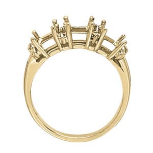 Princess & Cushion Gemstone Ring (1/4 ct. tw.), Side view in white gold or platinum