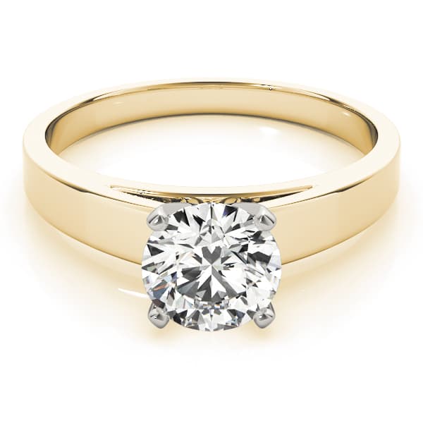 Solitaire Engagement Ring, style 81647, On hand view in yellow gold