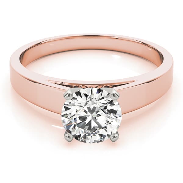 Solitaire Engagement Ring, style 81647, On hand view in rose gold