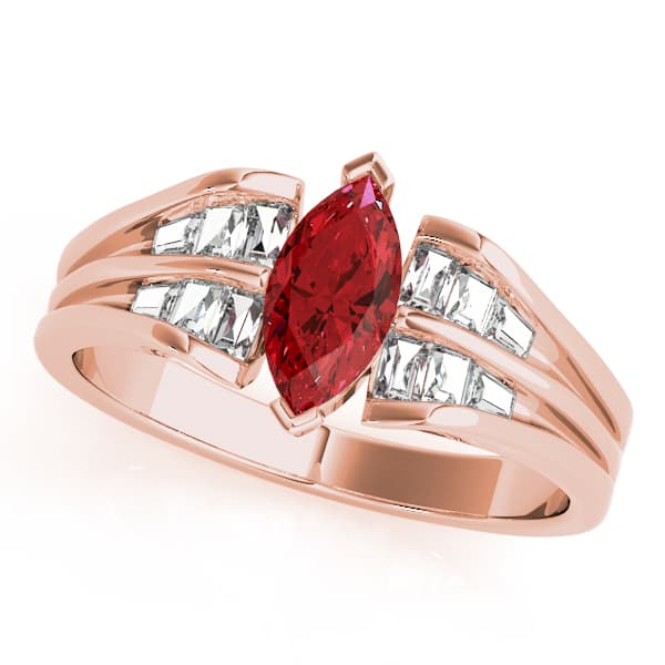 Marquise Gemstone Ring (0.44 ct. tw.), Front view in rose gold