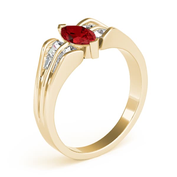 Marquise Gemstone Ring (3/8 ct. tw.), Angle view in yellow gold