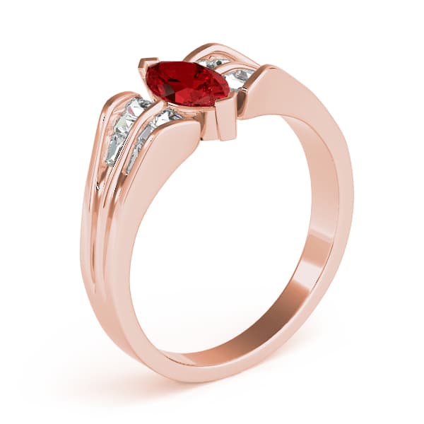 Marquise Gemstone Ring (0.44 ct. tw.), Angle view in rose gold