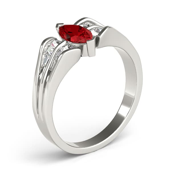 Marquise Gemstone Ring (0.44 ct. tw.), Angle view in white gold or platinum