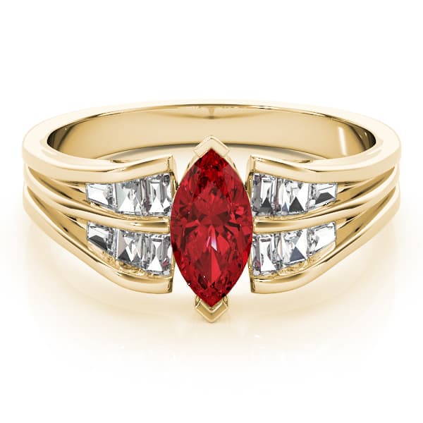 Marquise Gemstone Ring (3/8 ct. tw.), On hand view in yellow gold