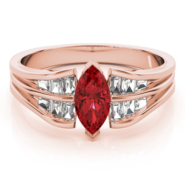 Marquise Gemstone Ring (0.44 ct. tw.), On hand view in rose gold