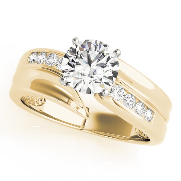 Channel Set Bypass Engagement Ring, style 81679, Front view in yellow gold