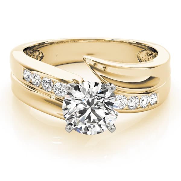 Channel Set Bypass Engagement Ring, style 81679, On hand view in yellow gold