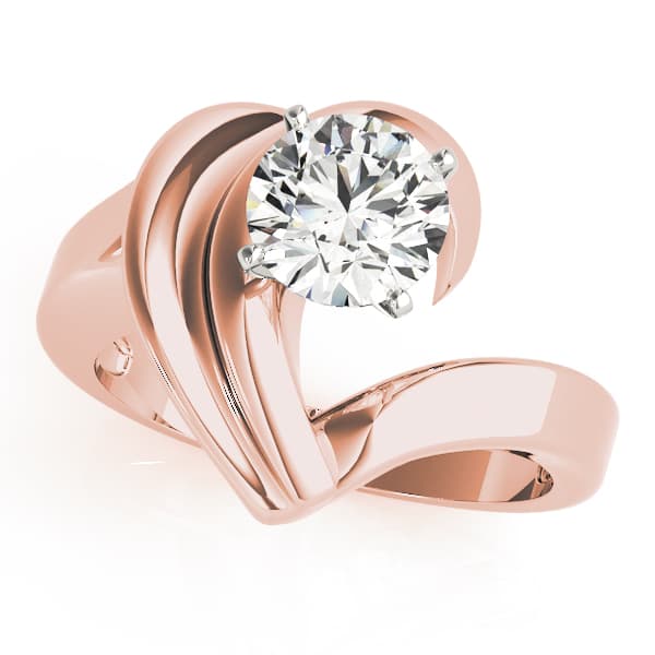 Solitaire Engagement Ring, style 81709, Front view in rose gold