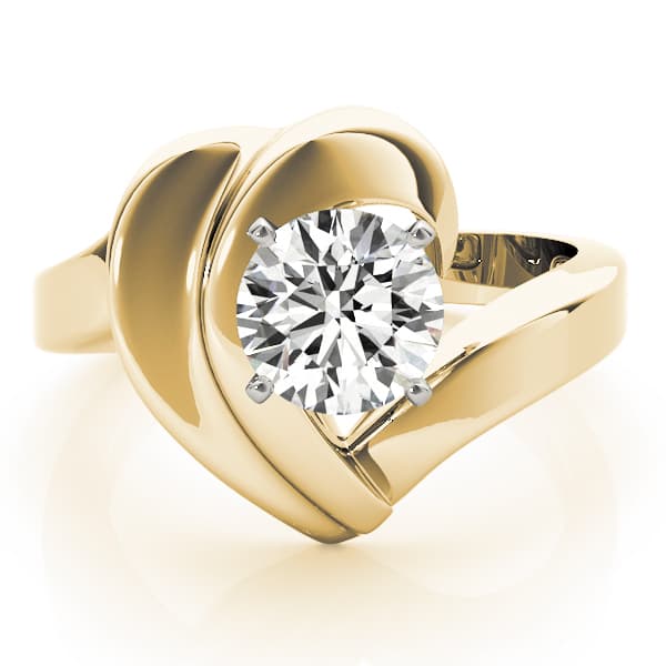 Solitaire Engagement Ring, style 81709, On hand view in yellow gold